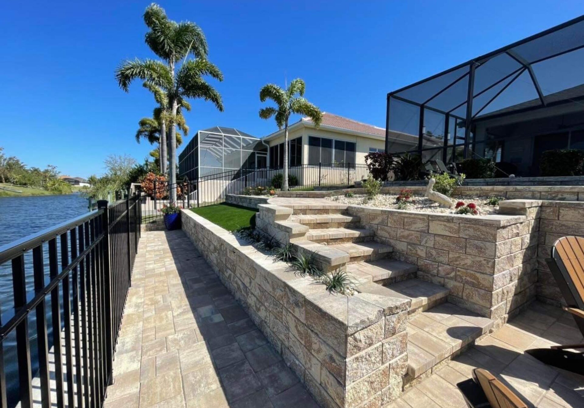 Terrace with retaining wall