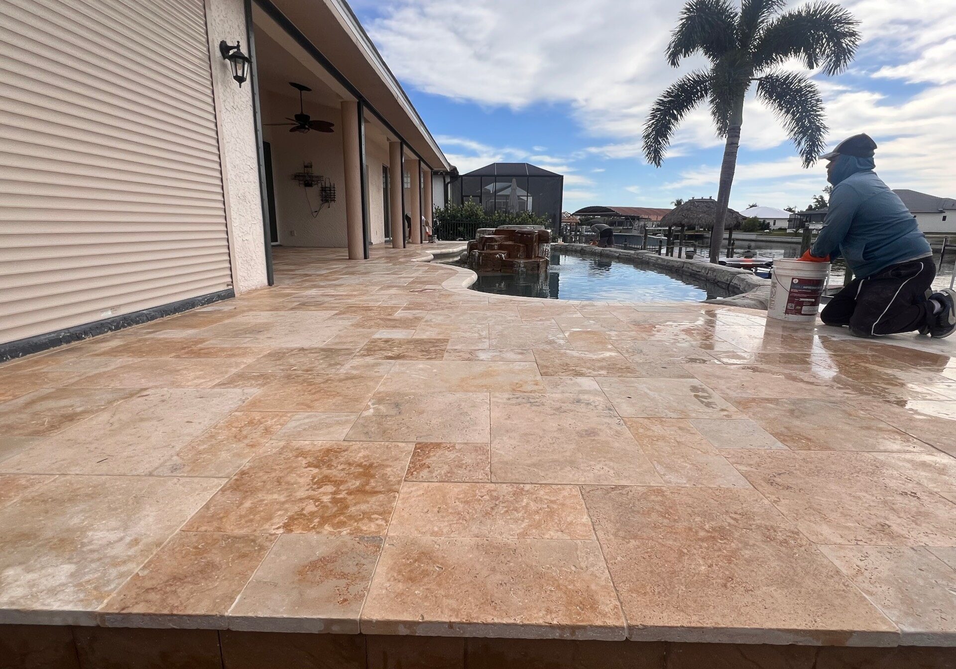 travertine pool deck in Fort Myers FL